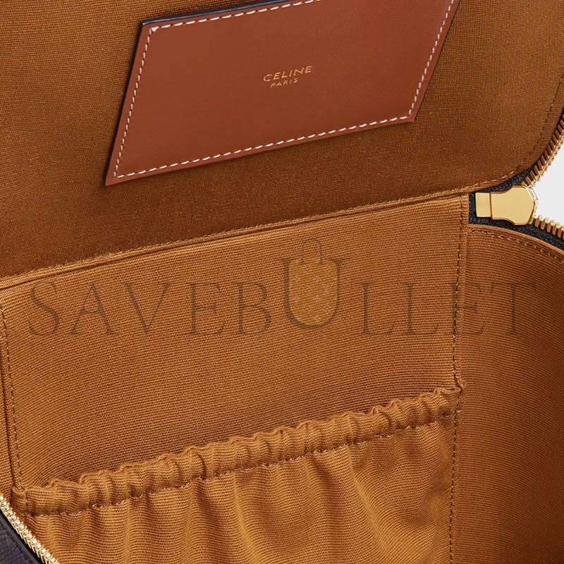 CELINE SQUARE VANITY CASE IN TRIOMPHE CANVAS AND CALFSKIN 4M0942CZJ.04LU (18*14.5*15cm)